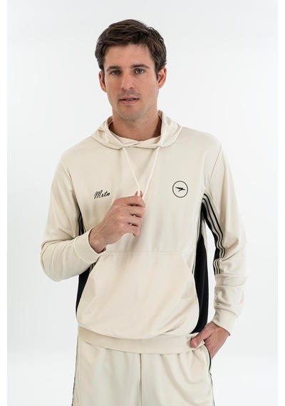 Maraton Boxy Erkek Kapüşonlu Bej Sweatshirt Bej
