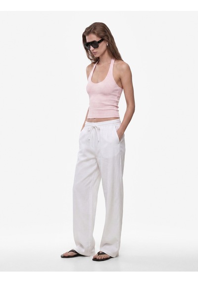 Koton Pamuklu Ribanalı Slim Fit Sırt Dekolteli U Yaka Bluz Pembe 6sak10338ek Gül