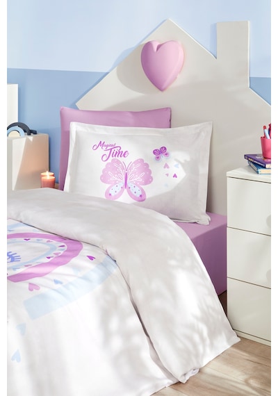 Özdilek Magical Time Tek Kişilik Lastikli Fitted Çarşaf Nevresim Takımı Lila