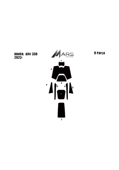 Honda Adv 350 Tank Pad Ve Grenaj Kaplama 2023- 9 Parça Siyah