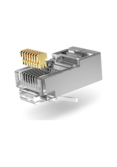 Koodmax 100 Adet - 3u" 3 Micron Gold Plated Cat6 Rj45 Metal Konnektör 8p8c Ethernet Kablo Ucu Jack
