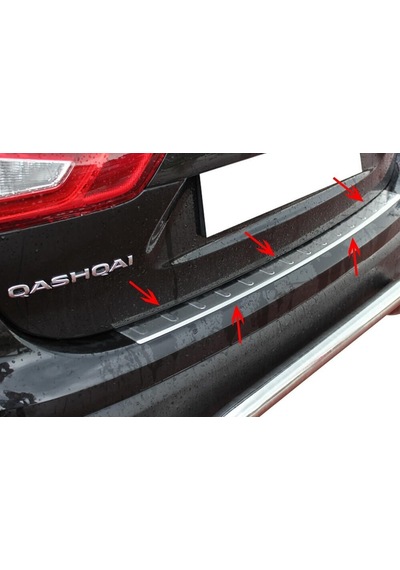 Nissan Qashqai Uyumlu Arka Tampon Eşiği 2014-2017 Paslanmaz Krom