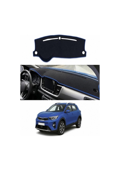 Kia - Stonic 2017+ Uyumlu Torpido Koruma Kılıfı - Mavi Şeritli
