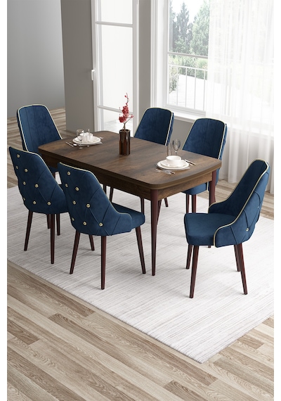 Canisa Tia Serisi 80x132 Açılabilir Mdf Mutfak Masası Takımı Barok Masa 6 Lacivert Sandalye Masa Barok Ahşap Desen Sandalye Lacivert Canisa Tia Serisi 80x132 Açılabilir Mdf Mutfak Masası Takımı Barok Masa 6 Lacivert Sandalye Masa Barok Ahşap Desen Sandalye Lacivert