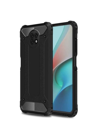 Noktaks - Redmi Note 9 5g Uyumlu - Kılıf Çift Katman Zırh Tank Crash Military Kapak - Siyah Siyah