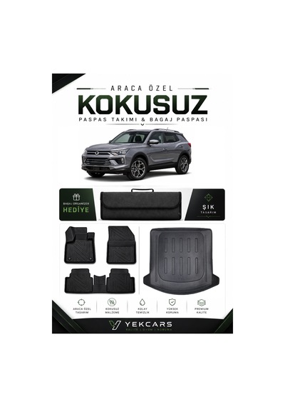 Ssangyong Korando 2023 Model Aracınıza Özel 4d Karbonlu Kauçuk Paspas Takımı Ve Bagaj Havuzu