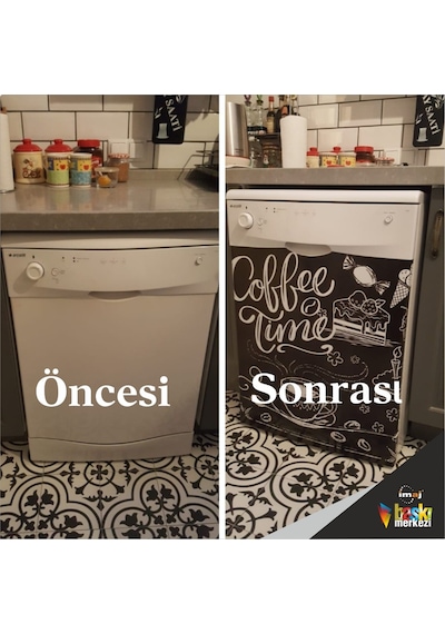 Buzdolabı Ve Bulaşık Makinesi Kapak Folyo Kaplama Coffee Time (382550647)