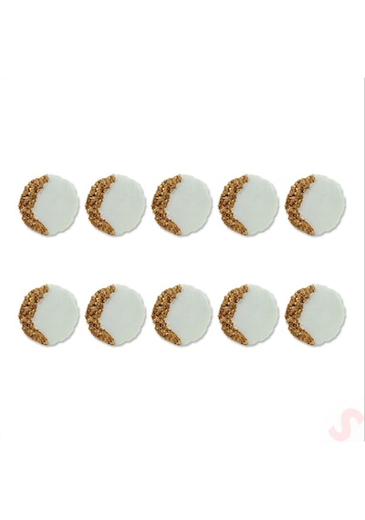 Epoksi Taşlı Magnet, 6,50 Cm - Altın - 10 Adet Altın
