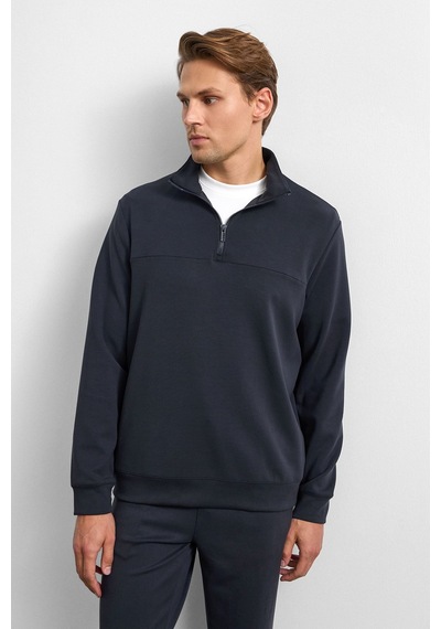 Backandbond Siyah Regular Fit Yarım Fermuarlı Sweatshirt