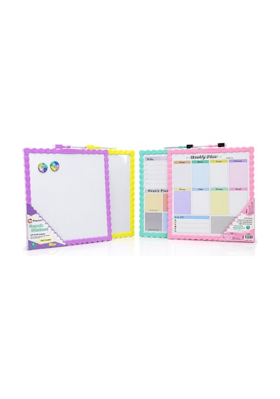 New Magnetic Whiteboard Jl-116 Manyetik Yazı Tahtası 29x29cm Orta Çift Taraflı Renkli Çerçeve - 12'li Paket Diğer