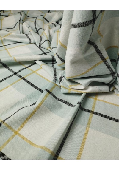 Beyaz Mint Sarı Renklerde Ekoseli Dokuma En: 140 Cm-10461 Çok Renkli