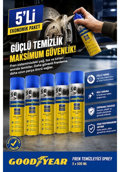 Goodyear 5'li Set Fren Balata Temizleme Spreyi