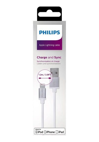 Philips Dlc2508m/97 Mfı Usb-a To Lightning Şarj Kablosu, 1.2 Metre, Beyaz