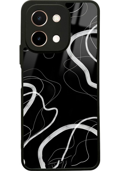 Vivo Y28 Black Wave Tasarımlı Glossy Telefon Kılıfı Çok Renkli