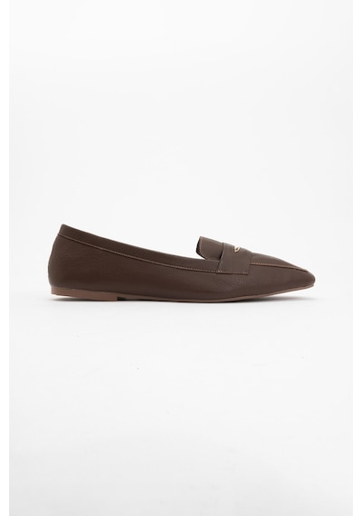 Luvishoes Luvi Shoes Irıdessa Kahverengi Cilt Hakiki Deri Tokalı Küt Burun Kadın Loafer Ayakkabı Kahverengi Deri