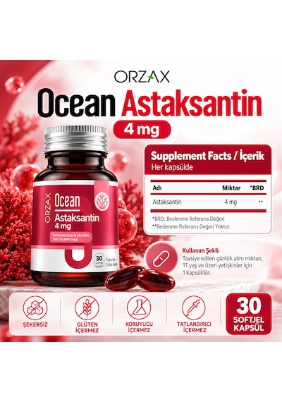 Ocean Astaksantin 30 Kapsül 2 Li Paket