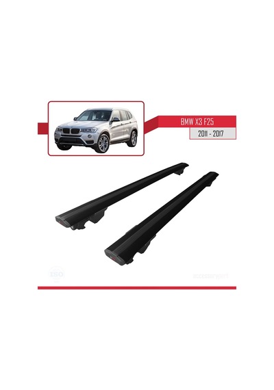 Bmw X3 F25 2011-2017 Arası İle Uyumlu Hook Model Anahtar Kilitli Ara Atkı Tavan Barı Siyah