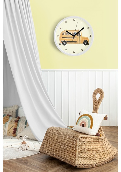 Soyut Hayvanlar Temalı Çocuk Odası Modern Duvar Saati - 42cm - Önü Camlı Beyaz Kasa Beyaz