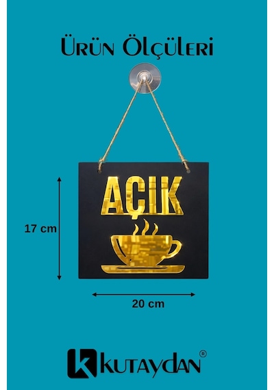 Ahşap Üzeri Gold Aynalı Pleksi Açık-kapalı Cafe Ve Restaurant Tabelası
