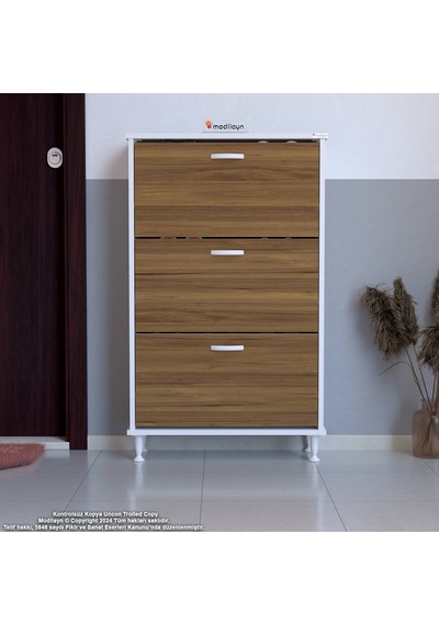 Modilayn Varbi Kapı Önü 52 X 119 X 25, 5 Cm Lik 3 Düşer Kapak 6 Göz Bölmeli Ayakkabılık Ceviz - Beyaz Modilayn Varbi Kapı Önü 52 X 119 X 25, 5 Cm Lik 3 Düşer Kapak 6 Göz Bölmeli Ayakkabılık Ceviz - Beyaz