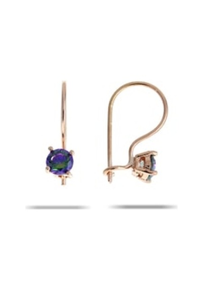 Mistik Topaz Taşlı Çengelli Rose Gümüş Küpe Dgn20712
