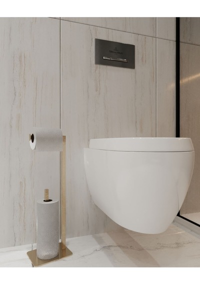 Aju Tuvalet Kağıtlığı Yedekli Gold Tasarım Ağır Döküm Ayaklı Devrilmez Banyo Tuvalet Kurulum Gerektirmez Gold