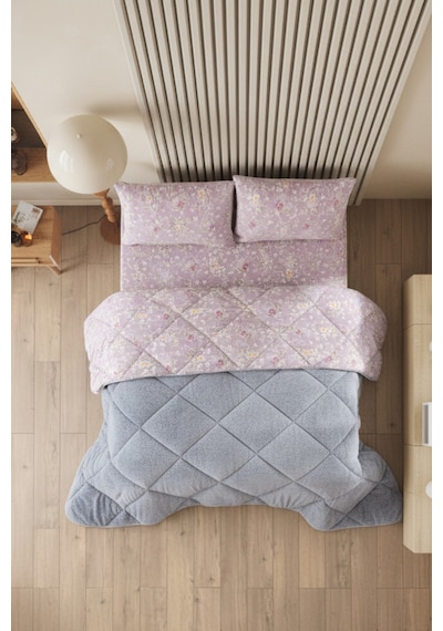 Nordelle Battal Boy Lüx Wellsoft Yorgan Çift Taraflı - 2 Adet Yastık Kılıflı Yorgan Seti 215x235 Cm Pembe