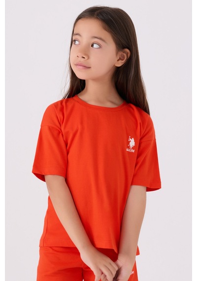 U.S. Polo Assn. U.s. Polo Assn Kız Çocuk Turuncu Bermuda Takım Us1848-c-v25 Turuncu