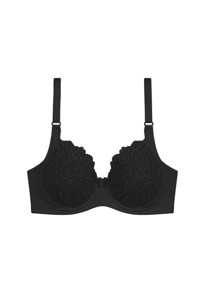 Cottonill Bra - Elora Siyah Büyük Beden Dantelli Balenli Minimizer Ayarlanabilir Askılı Kadın Sütyen Cottonill Bra - Elora Siyah Büyük Beden Dantelli Balenli Minimizer Ayarlanabilir Askılı Kadın Sütyen