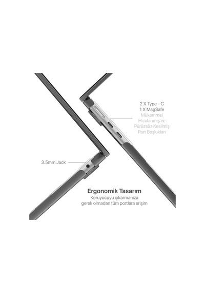 Macbook Air 13,6 İle Uyumlu M5 A3449 M4 A3240 M3 A3113 M2 A2681 Polikarbonat Sert Koruyucu Çizilme Ve Darbe Önleyici Kılıf Siyah Şeffaf, 13.6 İnç 2022-26