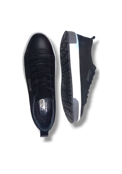 Growish Gr0265 Hakiki Deri & Nubuk Kaydırmaz Ray Taban Sneaker Ayakkabı Siyah