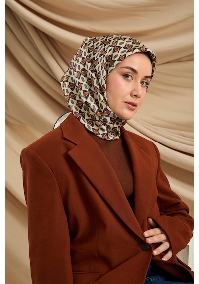 Silk Home Twill İpek Eşarp 11481-07 Bej, Mor, Kahverengi, Petrol Mavi
