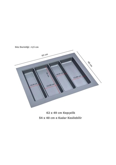 Çekmece Içi Kepçelik 62 49 Cm 57,5 40 Cm'e Kadar Kısaltılabilir Gri