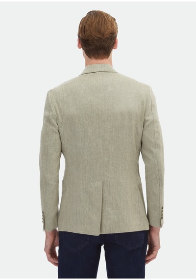 Ramsey Haki Desenli Zeroweight Slim Fit Pamuk Karışımlı Ceket