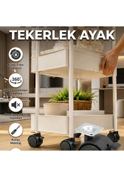 4 Lü Kilitli Tekerlek Ayak 4 Cm Döner Set Sehpa Ve Ekipmanlar İçin Çok Renkli