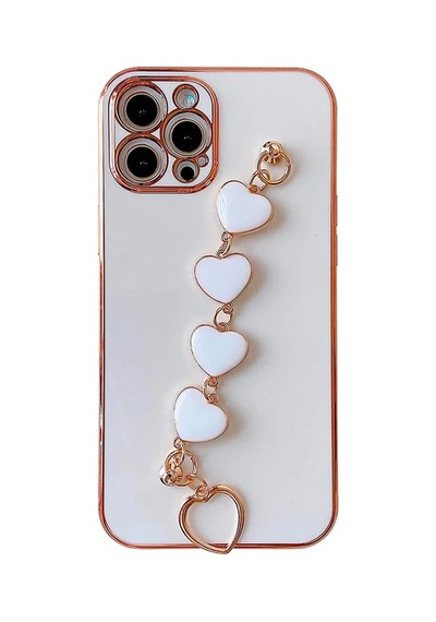 Ally Apple iPhone Uyumlu 13 Pro Max 6.7inç Kılıf Kalp Bileklik Tutuculu Lüx Silikon Askılı Kılıf- 5775 Mor