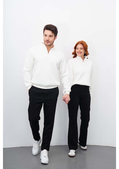 Dı Lorıa Sevgili Kombin 4 Lü Kadın&erkek Siyah-beyaz Sweatshirt Pantolon Alt-üst Takım Siyah - Beyaz