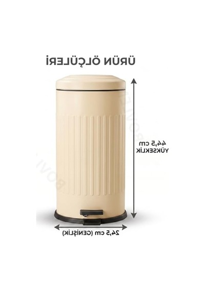 Vintage Krem Metal Çöp Kovası, 16 Litre Kapasiteli, Sızdırmaz 6998