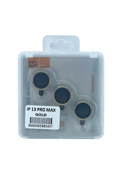 Nettech Apple Uyumlu iPhone 13 Pro Max Damla Model 3in Kamera Cam Koruyucu - Gold