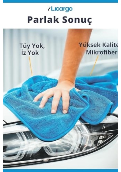 50x70 Cm Mikrofiber Oto Araba Yıkama Kurulama Havlusu, Orta Boy Çift Katlı Araç Kurutma Ve Torpido Silme Bezi Mavi
