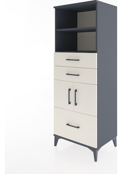 Hyperion Dolap 3 Raflı 3 Çekmeceli 2 Kapaklı 60x44x163 Antras... Antrasit