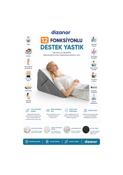 12 Fonksiyonlu Ortopedik Yastık Bacaklar, Sırt Ve Diz Desteği,,horlama,dinlenme, Beyaz