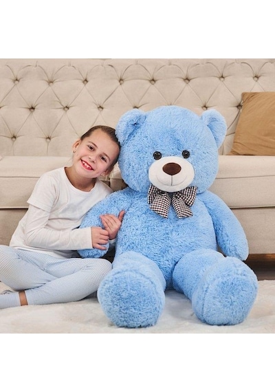 Papyonlu Sevimli Peluş Şaşkın Ayı 80 Cm - Sevgiliye Özel Hediye 001