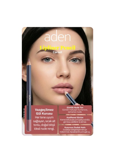 Aden Lipliner Pencil - Dudak Kalemi 22 Corset Gül Beji 0