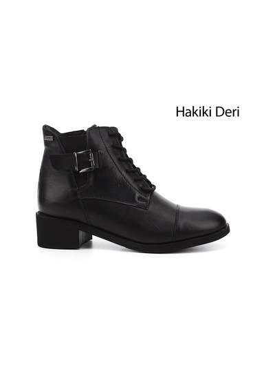 Gönderi(R) Gönderi R Kadın Siyah Fermuarlı Kalın Topuklu Hakiki Deri Postal Bot Gkzb13450486 Siyah