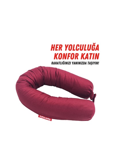 Xpermate Fermuarlı Cırt Cırtlı Seyahat Boyun Yastığı 110 CM Bordo