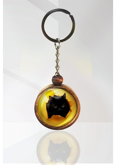 Kedi Ahşap Anahtarlık Tek Ebat N11.4319