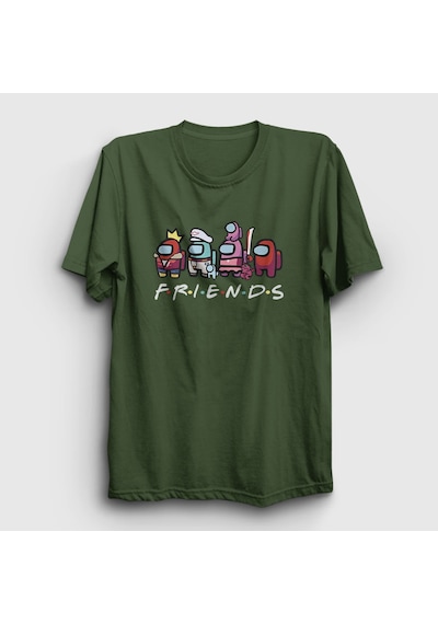 Presmono Unisex Friends Among Us T-shirt Haki