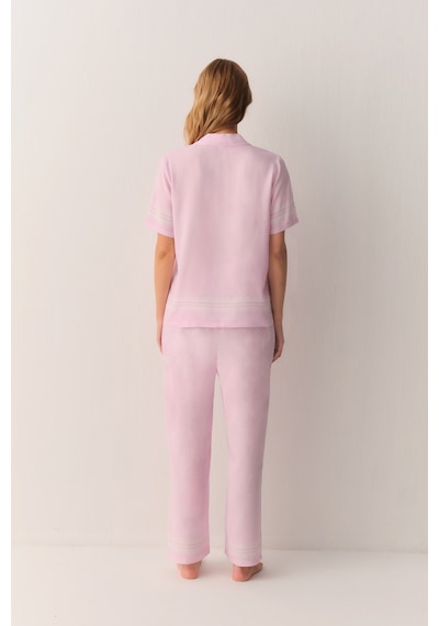 Suwen Cute Gömlek Yaka Pijama Takımı Sh26501660b334 Pembe