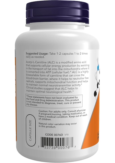 Now Foods Acetyl-l Carnitine 500 Mg Amino Acid 100 Capsules Usa Menşeii Dmmedicineden Aromasız